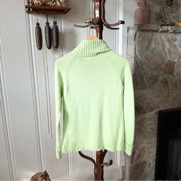 Y2K Cotton & Angora Knit Green Turtleneck Sweater women’s Medium - Picture 4 of 4